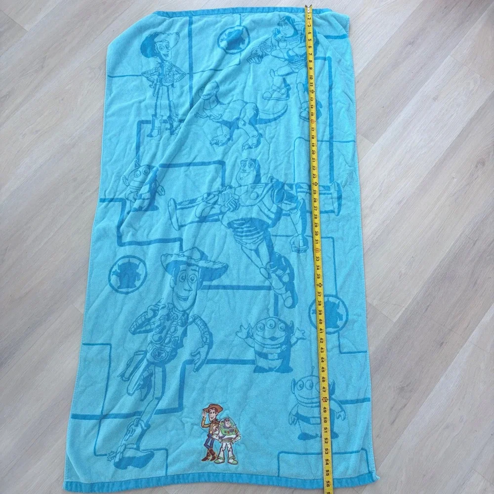 VNTG Disney Pixar Toy Story Beach Towel Blue Woody Buzz Lightyear Cotton 34x63